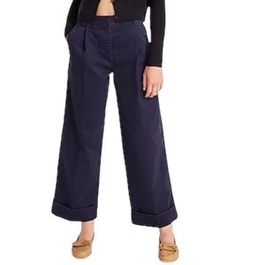 NWT J. Crew Blue Wide Leg chino pants pleated